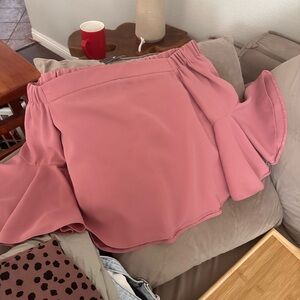 Topshop Blush Pink Off-Shoulder Top